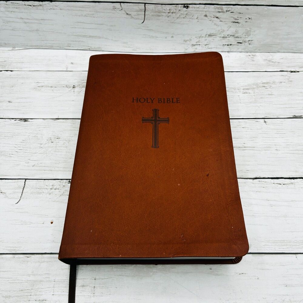 Thomas Nelson NKJV Holy Bible Super Giant Print Red Letter Brown Leather Cross